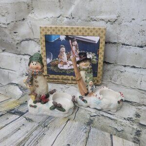 Imagination In Action Christmas 6X2X4” Ceramic Snowmen Votive Holders